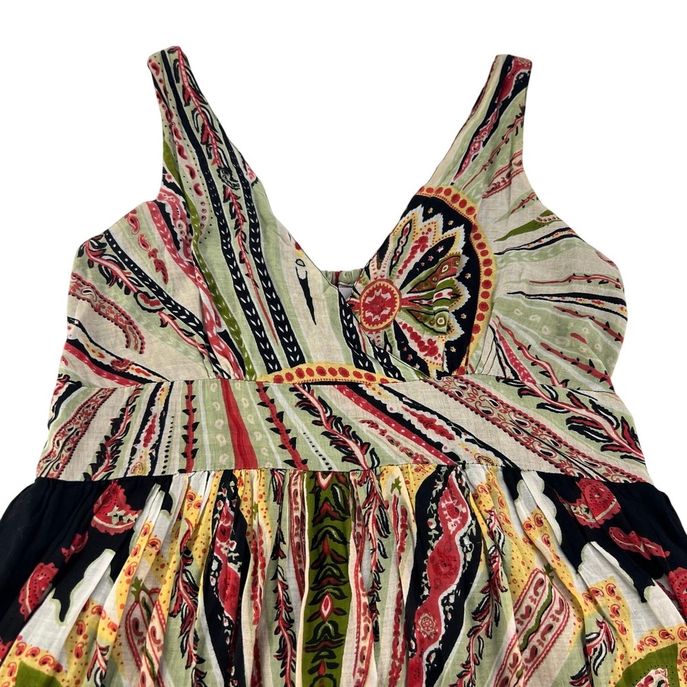 PINK APPLE BABYDOLL Maxi Dress MEDIUM Womens Cotton Multicolor BOHO Smocked Back